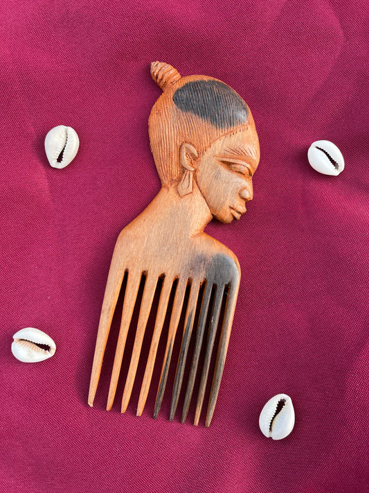 Afro comb in ebony wood - AKAN